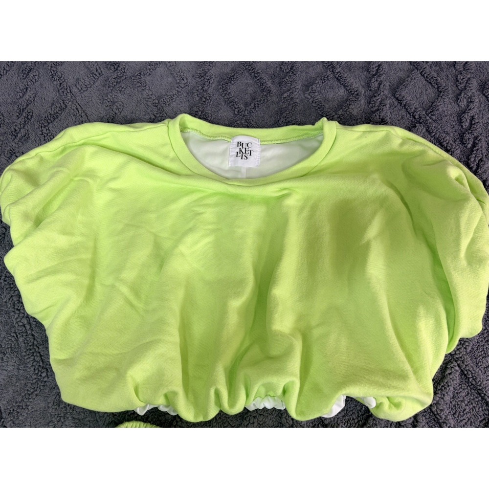 Bucketlist Bubble Sleeve Scuba Short Set Green - Picture 6 of 7